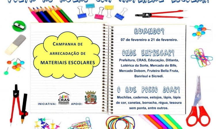 CRAS LANÇA CAMPANHA DE MATERIAL ESCOLAR