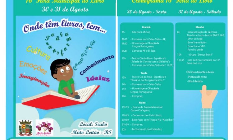 FEIRA DO LIVRO NOS DIAS 30 E 31 DE AGOSTO