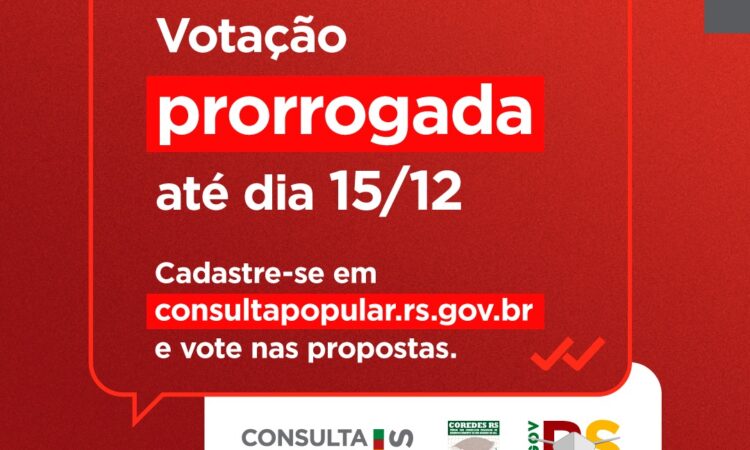 VOTAÇÃO CONSULTA POPULAR PRORROGADA ATÉ 15 DE DEZEMBRO