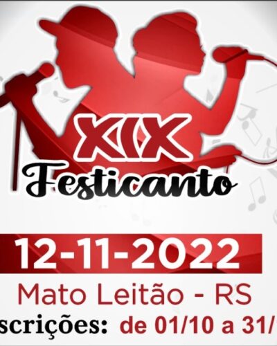 FESTICANTO ABRE INSCRIÇÕES NO PRÓXIMO DIA 1º DE OUTUBRO