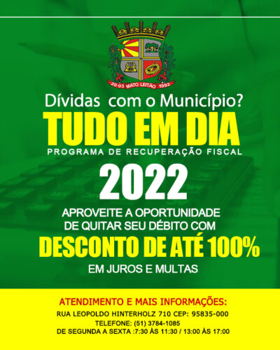 ÚLTIMOS DIAS PARA ADERIR AO PROGRAMA ‘TUDO EM DIA’