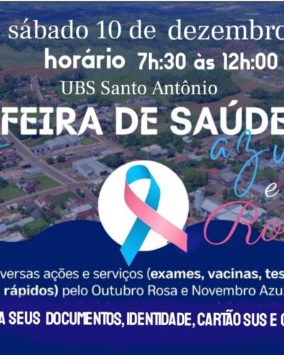 FEIRA DE SAÚDE NO SÁBADO, NA UBS SANTO ANTÔNIO