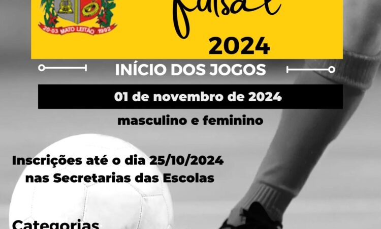 COPINHA FUTSAL 2024 COMEÇA NO DIA 1º DE NOVEMBRO