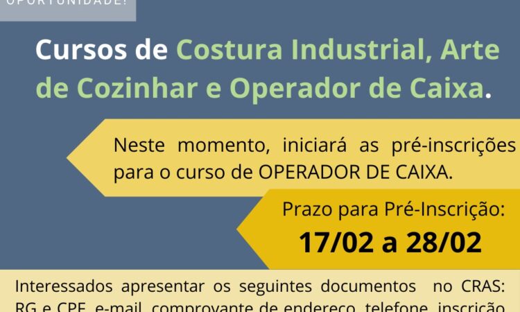 RS QUALIFICAÇÃO TERÁ CURSO PARA OPERADOR DE CAIXA