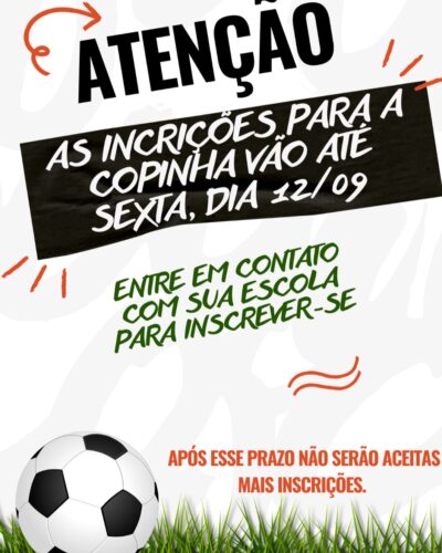 INSCRIÇÕES NA COPINHA FUTSAL ATÉ AMANHÃ