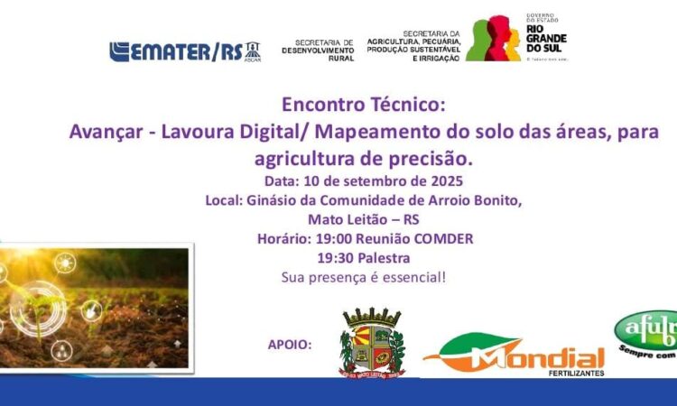 LAVOURA DIGITAL É TEMA DE PALESTRA TÉCNICA NO PRÓXIMO DIA 10