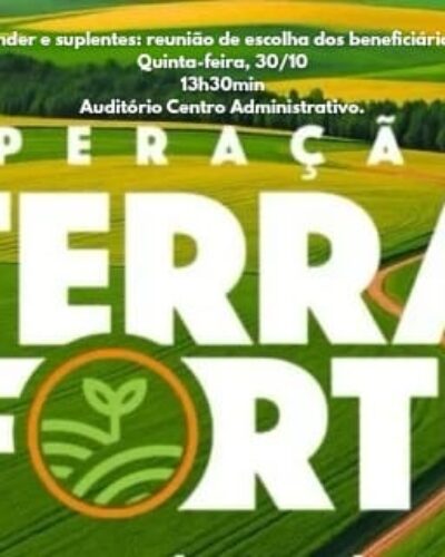 COMDER TERÁ REUNIÃO PARA DEFINIR PROGRAMA TERRA FORTE