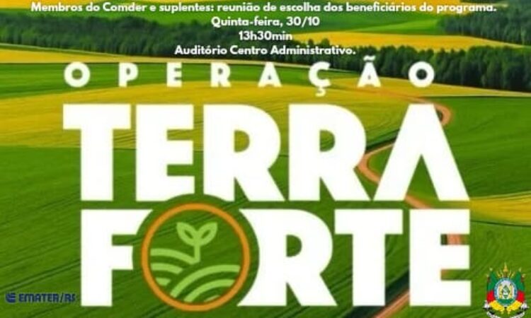 COMDER TERÁ REUNIÃO PARA DEFINIR PROGRAMA TERRA FORTE