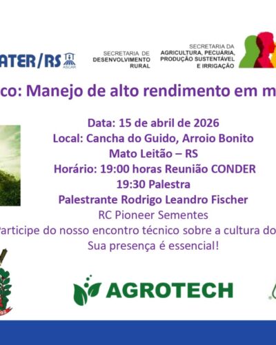 PALESTRA TÉCNICA E REUNIÃO DO COMDER NO DIA 15 DE ABRIL