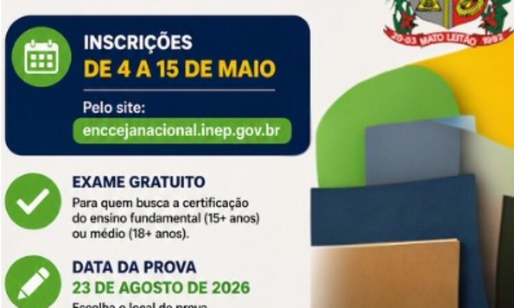 INSCRIÇÕES ENCCEJA 2026 A PARTIR DE HOJE