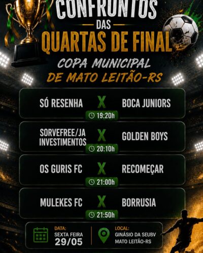 QUARTAS DE FINAL NA COPA MUNICIPAL FUTSAL