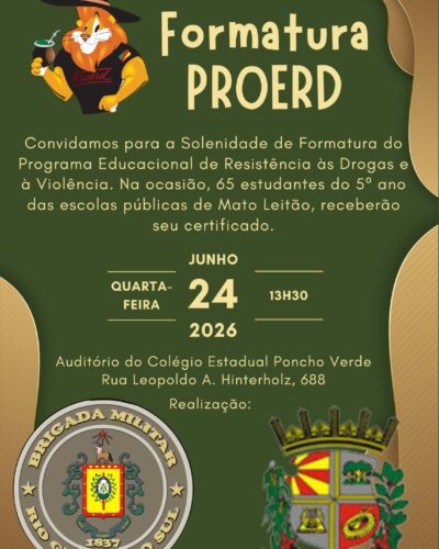 FORMATURA DO PROERD AMANHÃ, NO PONCHO VERDE